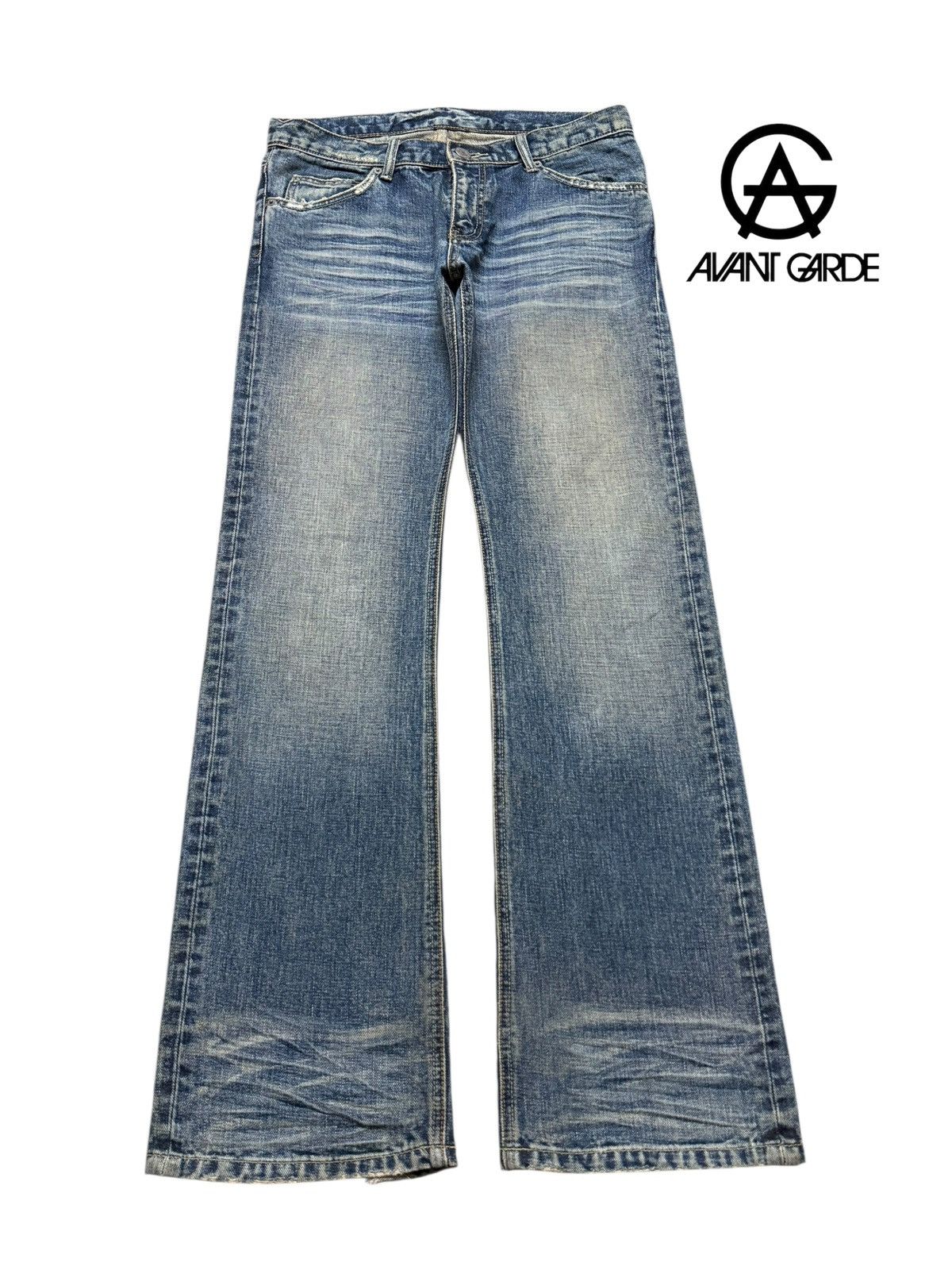 Hysteric Glamour Vintage Japanese Brand Faded Wash Whisker Wide Leg Bootcut Size US 32 / EU 48 - 1 Thumbnail