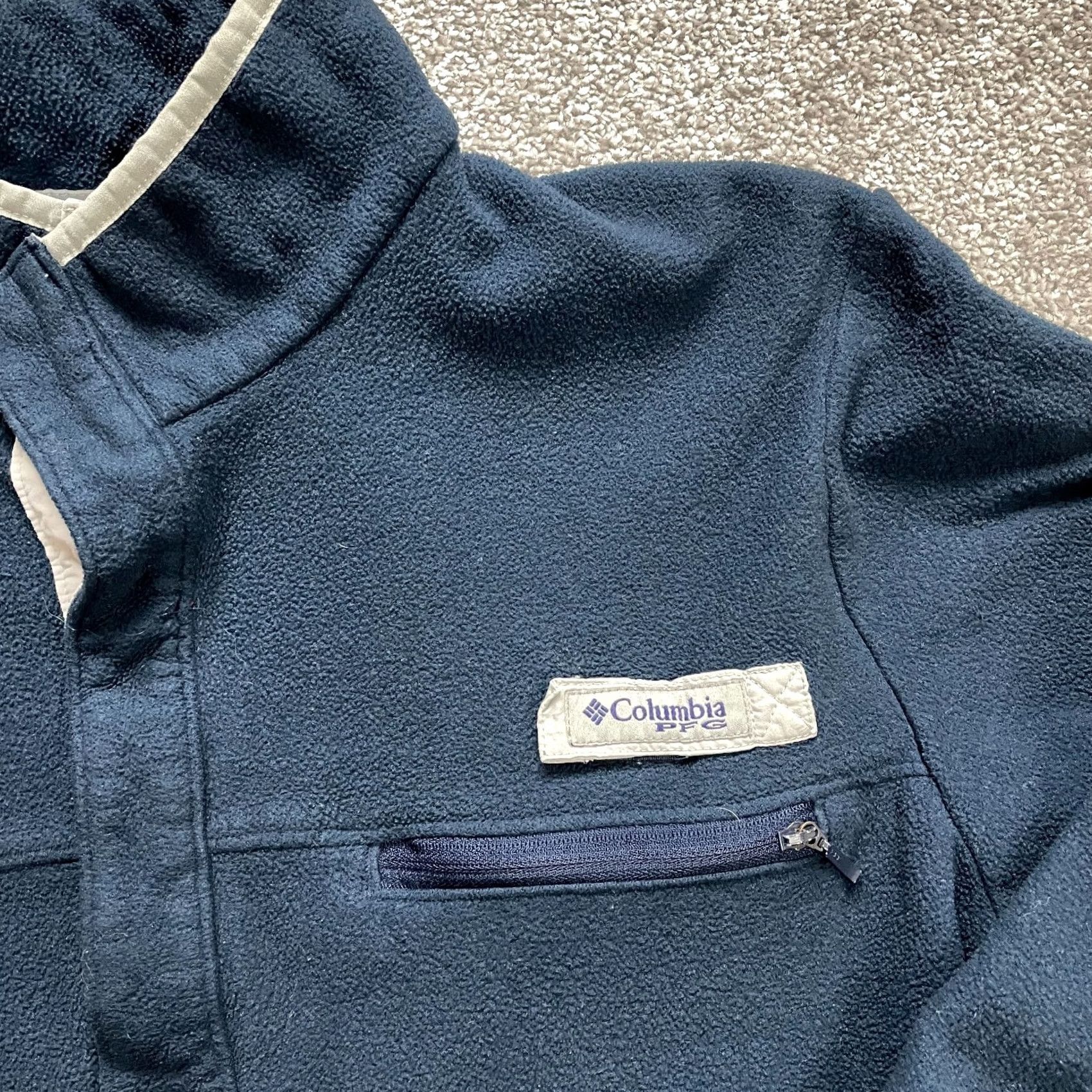 Vintage Columbia Active Jacket Mens M 1/4 Zip Pockets Navy Blue Fleece Logo PFG Hiking Regular Jacket Size US M / EU 48-50 / 2 - 3 Thumbnail