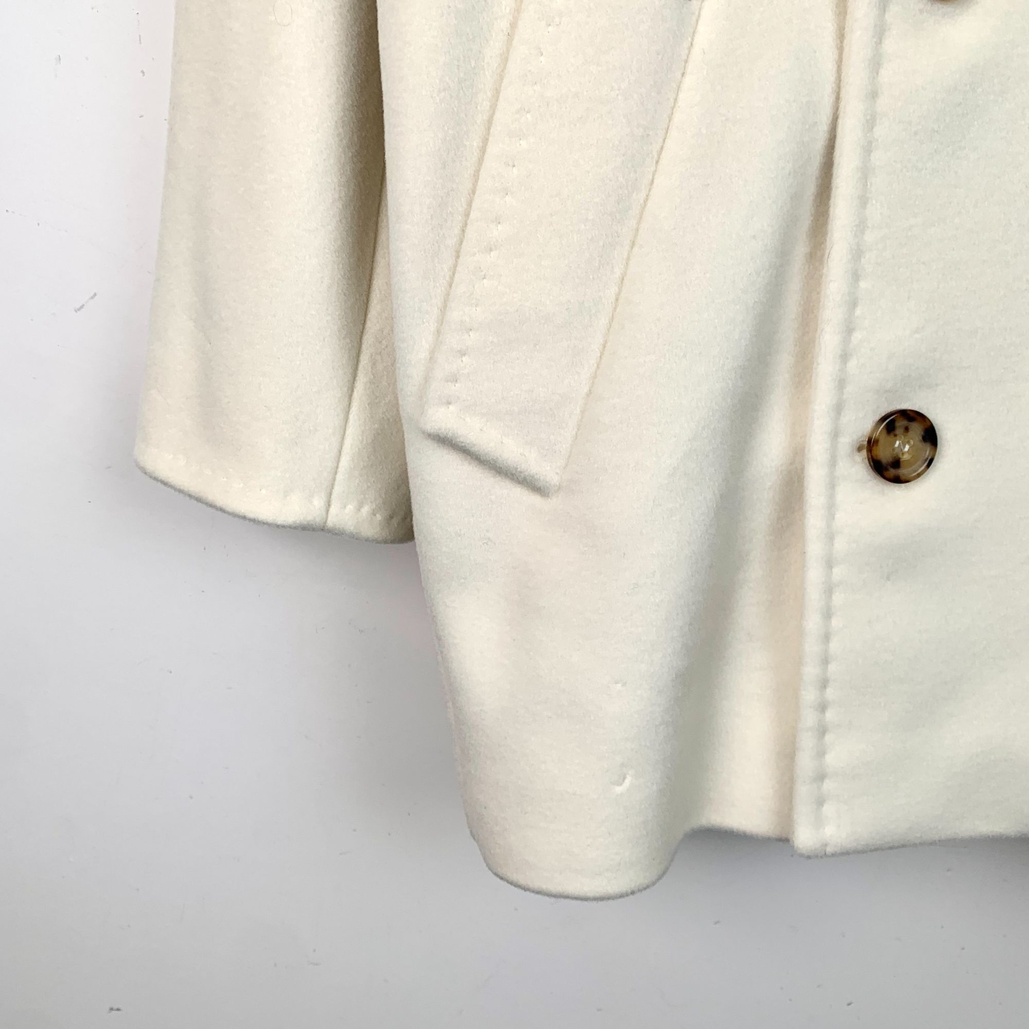 Max Mara MaxMara White Wool Double-Breasted Elegant Coat Size XS / US 0-2 / IT 36-38 - 4 Thumbnail
