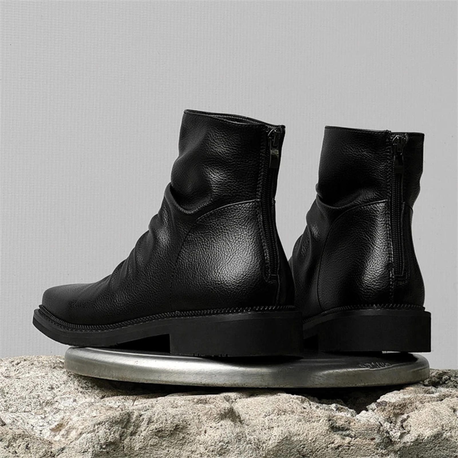 Leather Pleated Leather Ankle Boots Size US 7 / EU 40 - 9 Thumbnail