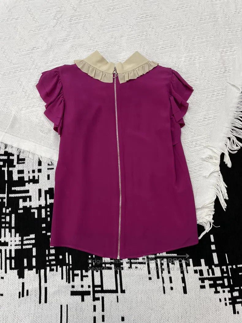 Gucci Gucci Rose pink rose red doll collar bow silk vest Size S / US 4 / IT 40 - 3 Thumbnail