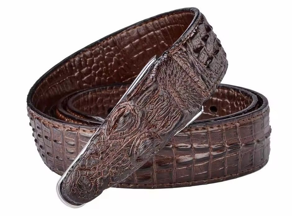 Japanese Brand Vintage 115 cm crocodile print embossed belt Size 30 - 6 Thumbnail