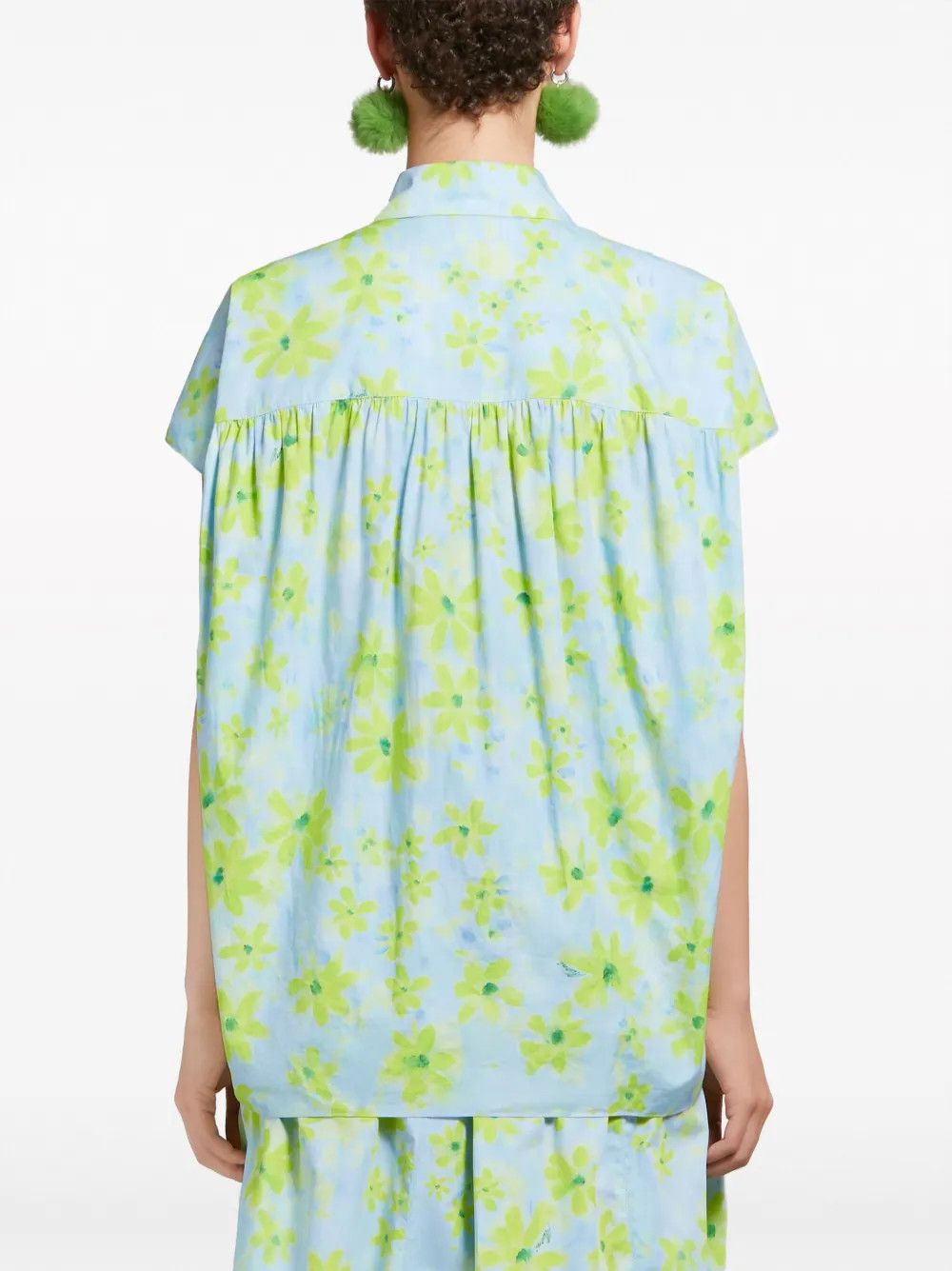Marni o1y1125 Floral Shirt in Sky Blue/Green Size L / US 10 / IT 46 - 4 Thumbnail