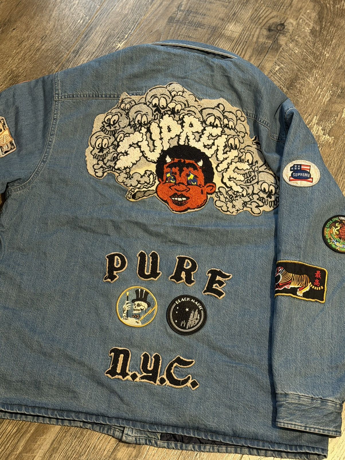 Supreme Supreme Patches Hooded Zip Up Shirt Denim Large‼️Brand New‼️ Size US L / EU 52-54 / 3 - 8 Thumbnail