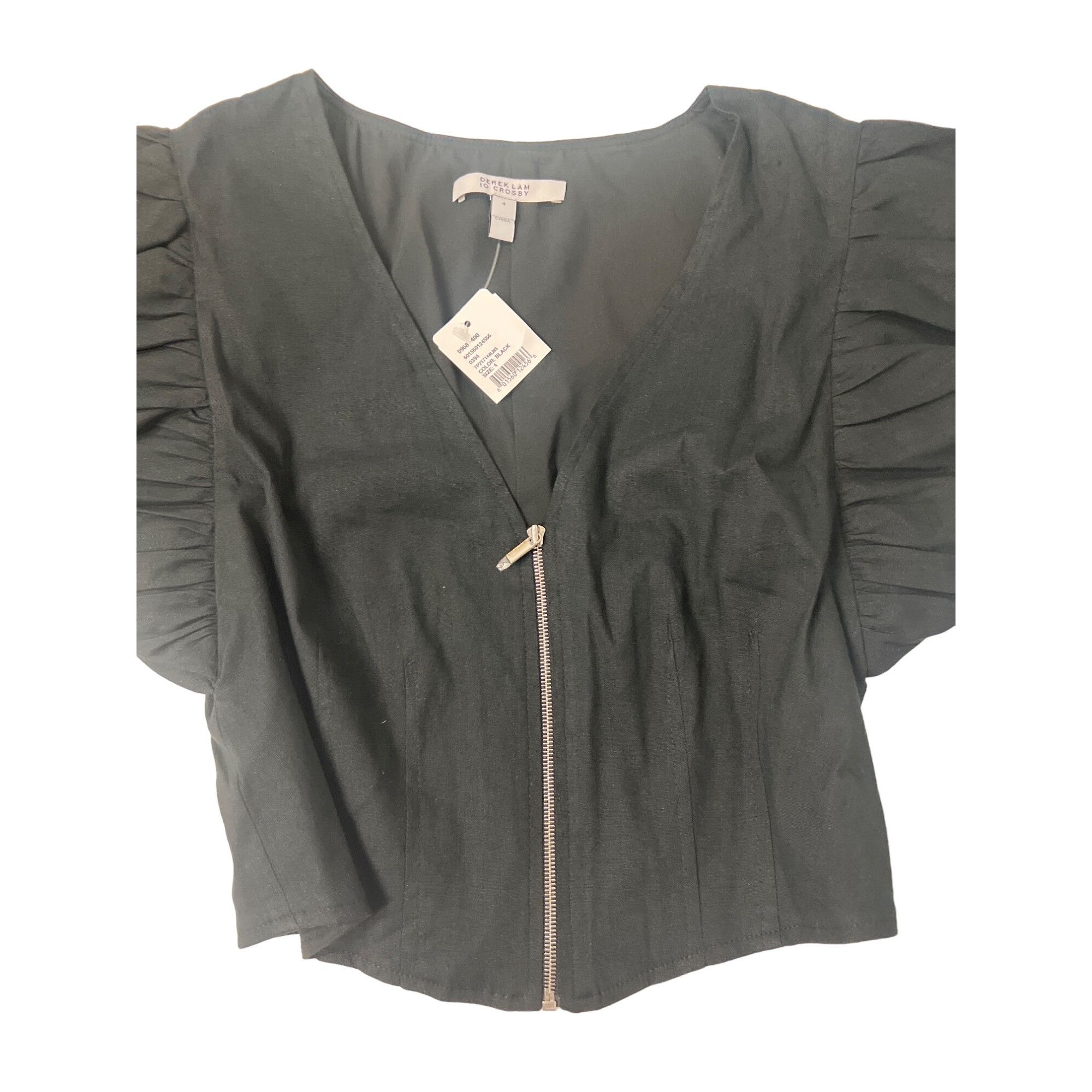 Derek Lam 10 Crosby Derek Lam 10 Crosby Genna Black Balloon Sleeve Crop Top Size S / US 4 / IT 40 - 5 Thumbnail