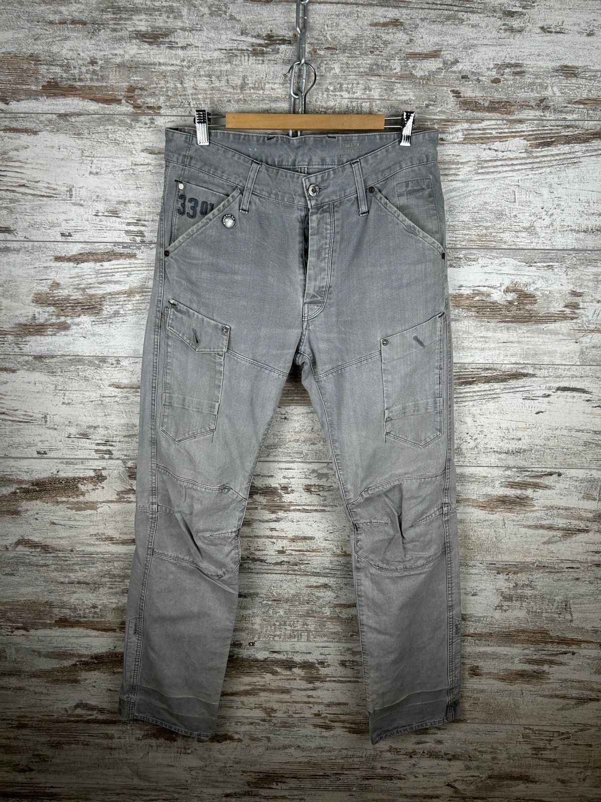 Pre-owned G Star Raw X Vintage Mens Vintage G Star Raw Denim Cargo Pants Jeans Y2k In Grey