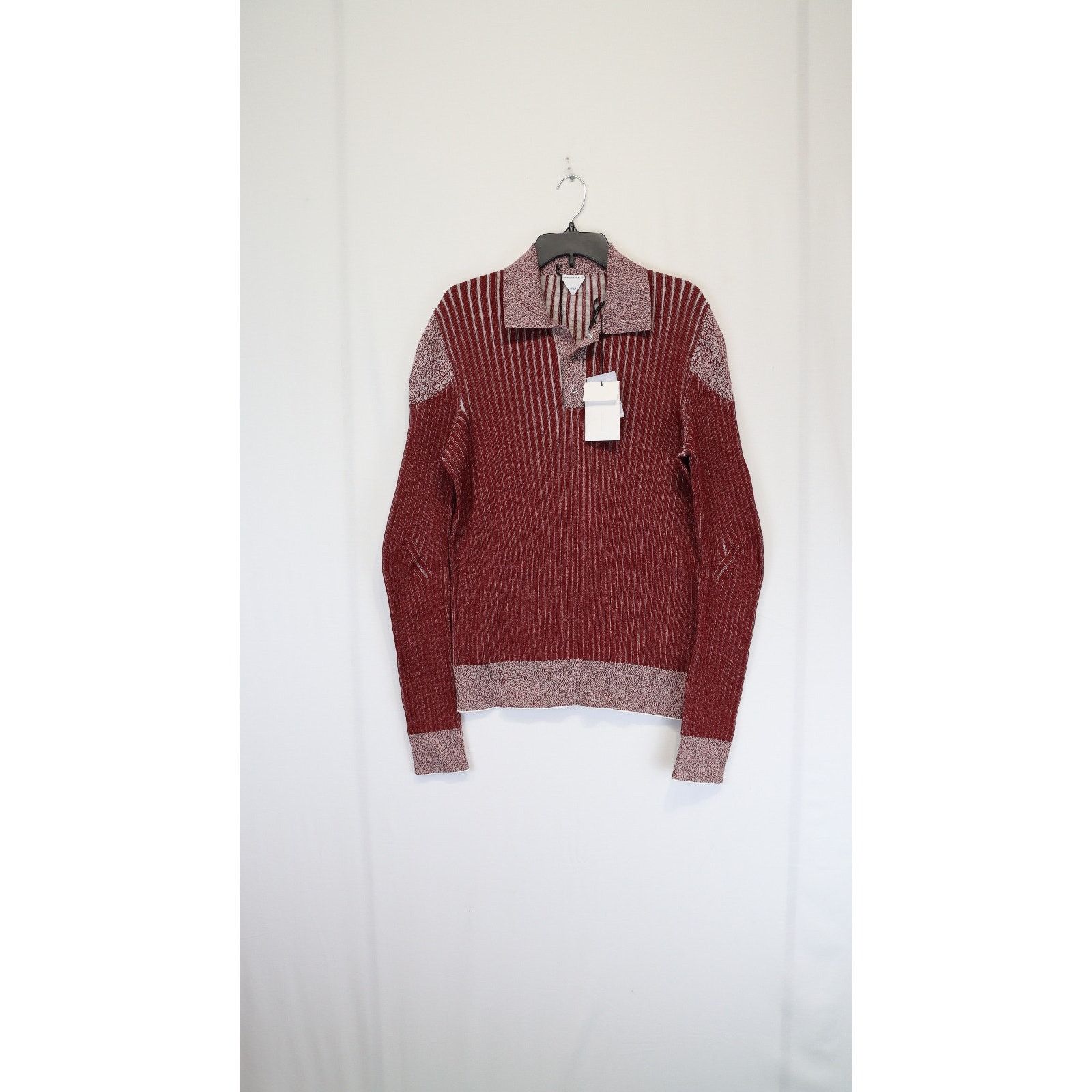 Bottega Veneta o1rshd1 Ribbed Polo Shirt in Burgundy Size US L / EU 52-54 / 3 - 1 Thumbnail