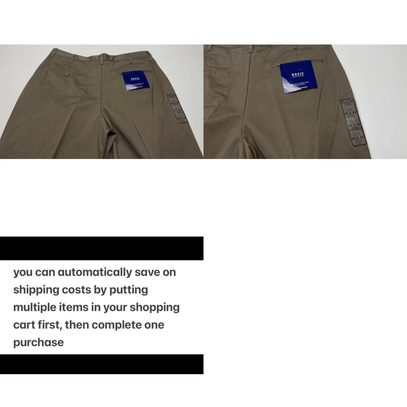 Basic Editions VINTAGE NWT Mens Khakis Pants Basic Editions Gray 42x26 Wrinkle Resistant Double Pleated Size US 42 / EU 58 - 9 Thumbnail