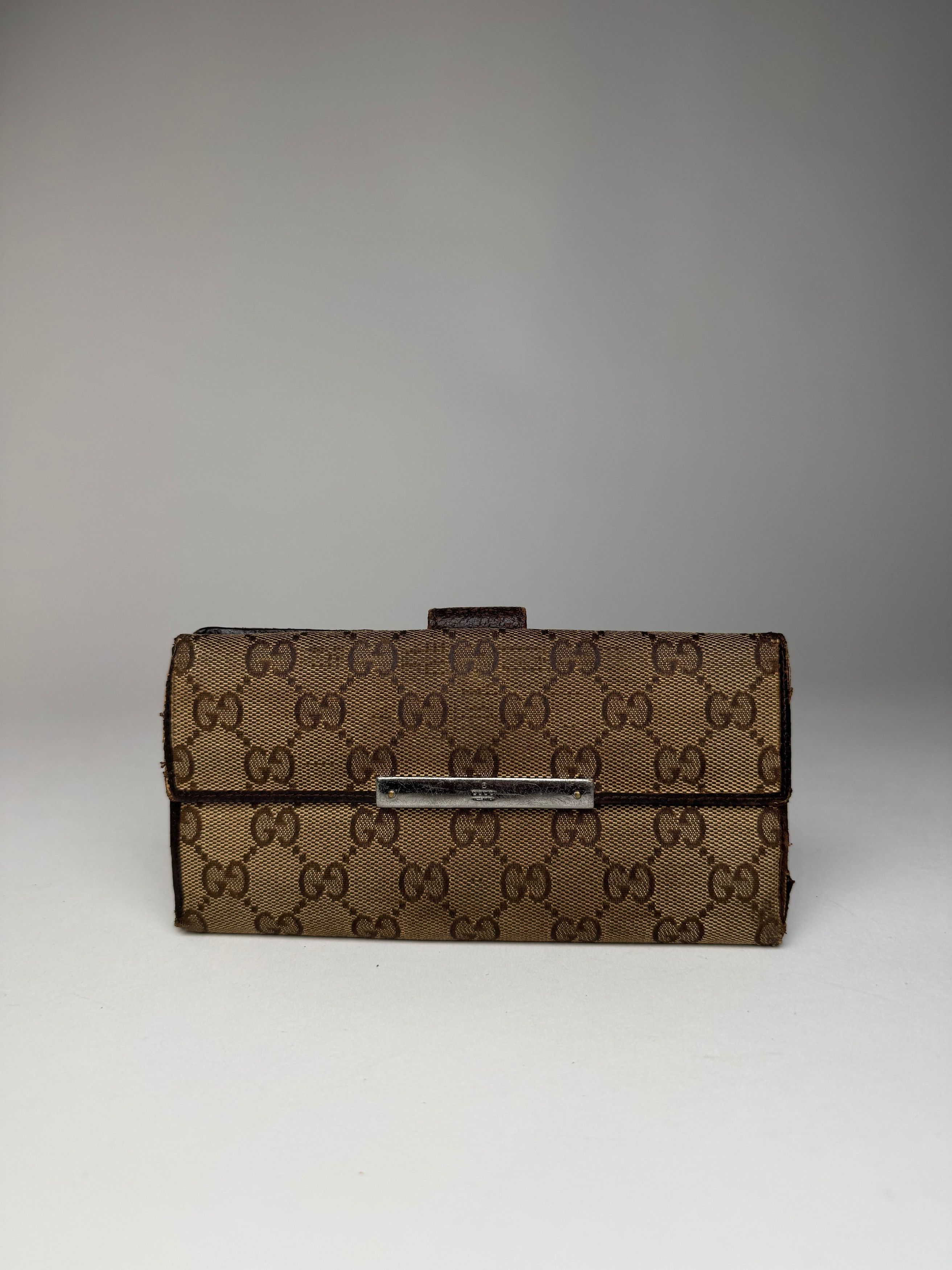 Gucci Vintage Monogram Canvas Leather Wallet Brown Size ONE SIZE - 1 Thumbnail