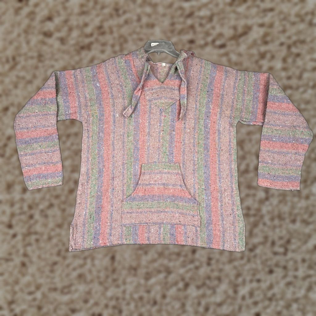 KangaROOS Baja Hoodie Womens L Multicolor Striped Kangaroo Pullover Hippie Boho Shirt Jacket? Size L / US 10 / IT 46 - 1 Thumbnail
