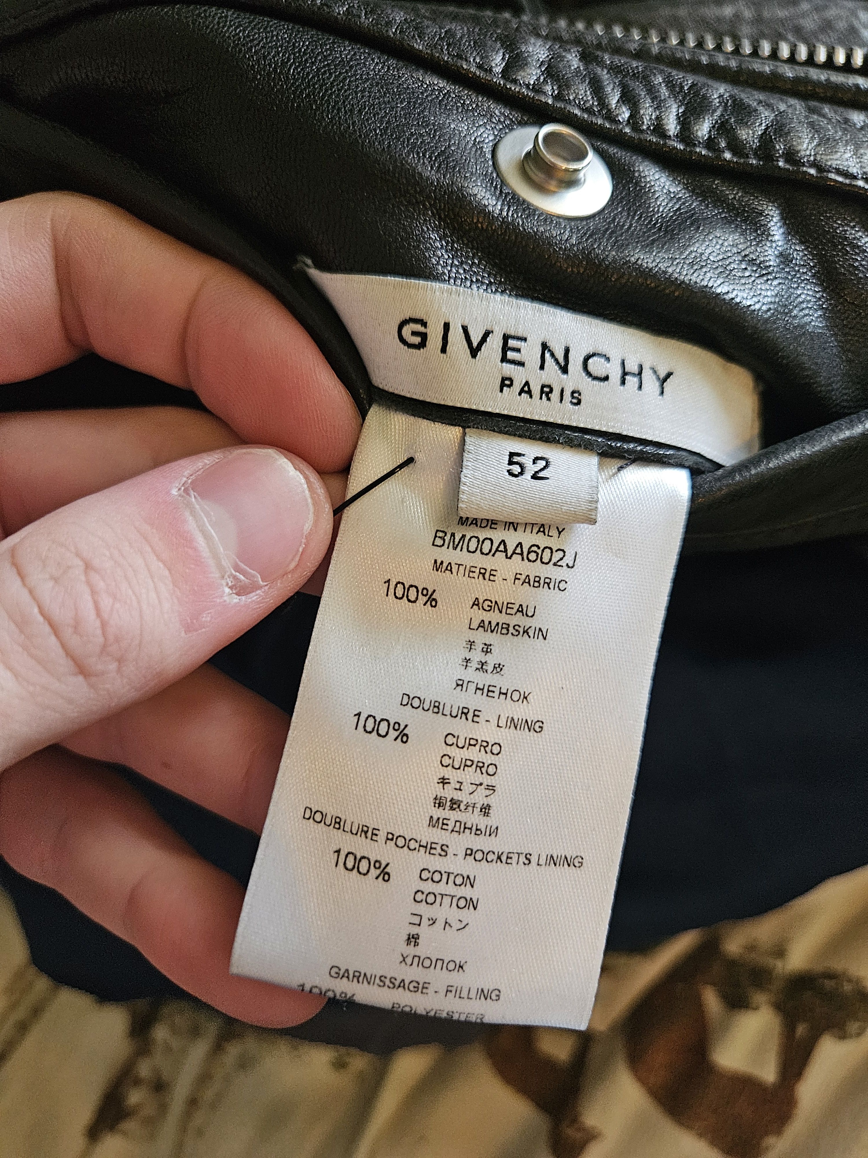 Givenchy Black Lambskin Quilted Zip Up Leather Moto Jacket Size US L / EU 52-54 / 3 - 13 Thumbnail