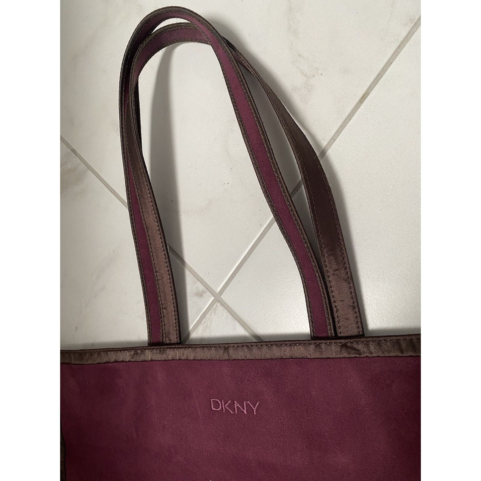 DKNY Vintage DKNY Tote Bag Velour Velvet Burgundy Reversible Size ONE SIZE - 5 Thumbnail