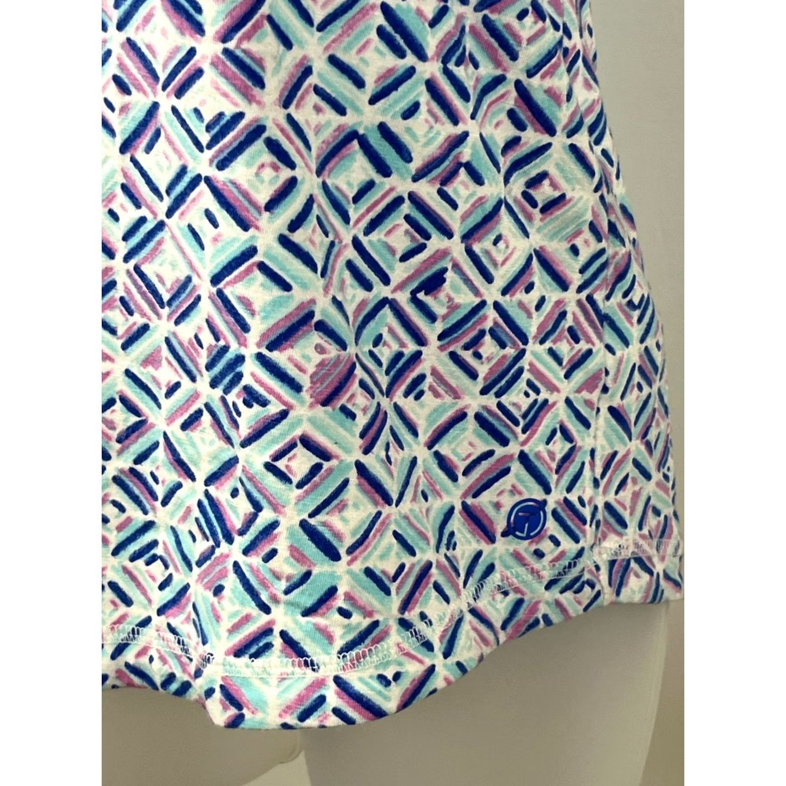 Talbots T by Talbots Top Womens S Multicolor Geometric Print Short Sleeve Stretch Shirt Size S / US 4 / IT 40 - 4 Thumbnail
