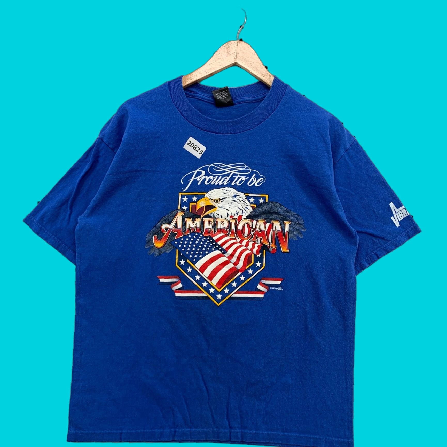 Vintage VINTAGE Classic Platinum Proud To Be American T-Shirt Blue Eagle Flag Short Sleeve Adult L USA Men's Size US L / EU 52-54 / 3 - 1 Thumbnail