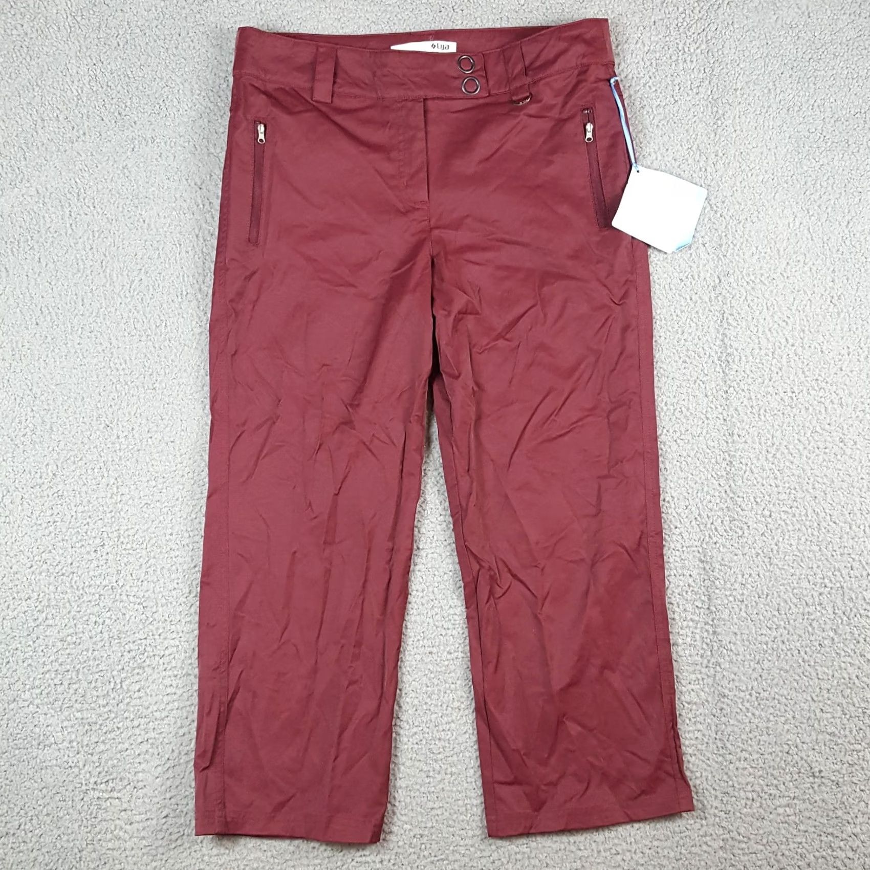 Vintage VINTAGE Y2K Preppy Maroon Stretch Zip Pocket Women's Size 10 Straight Leg Pants Size 32" / US 10 / IT 46 - 2 Thumbnail