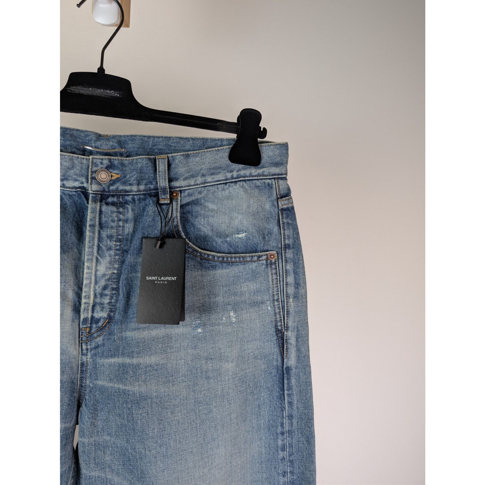 Saint Laurent Paris o1rshd1 Adjusted Maxi Long Baggy Denim Jeans Charlotte Blue Size US 32 / EU 48 - 4 Thumbnail