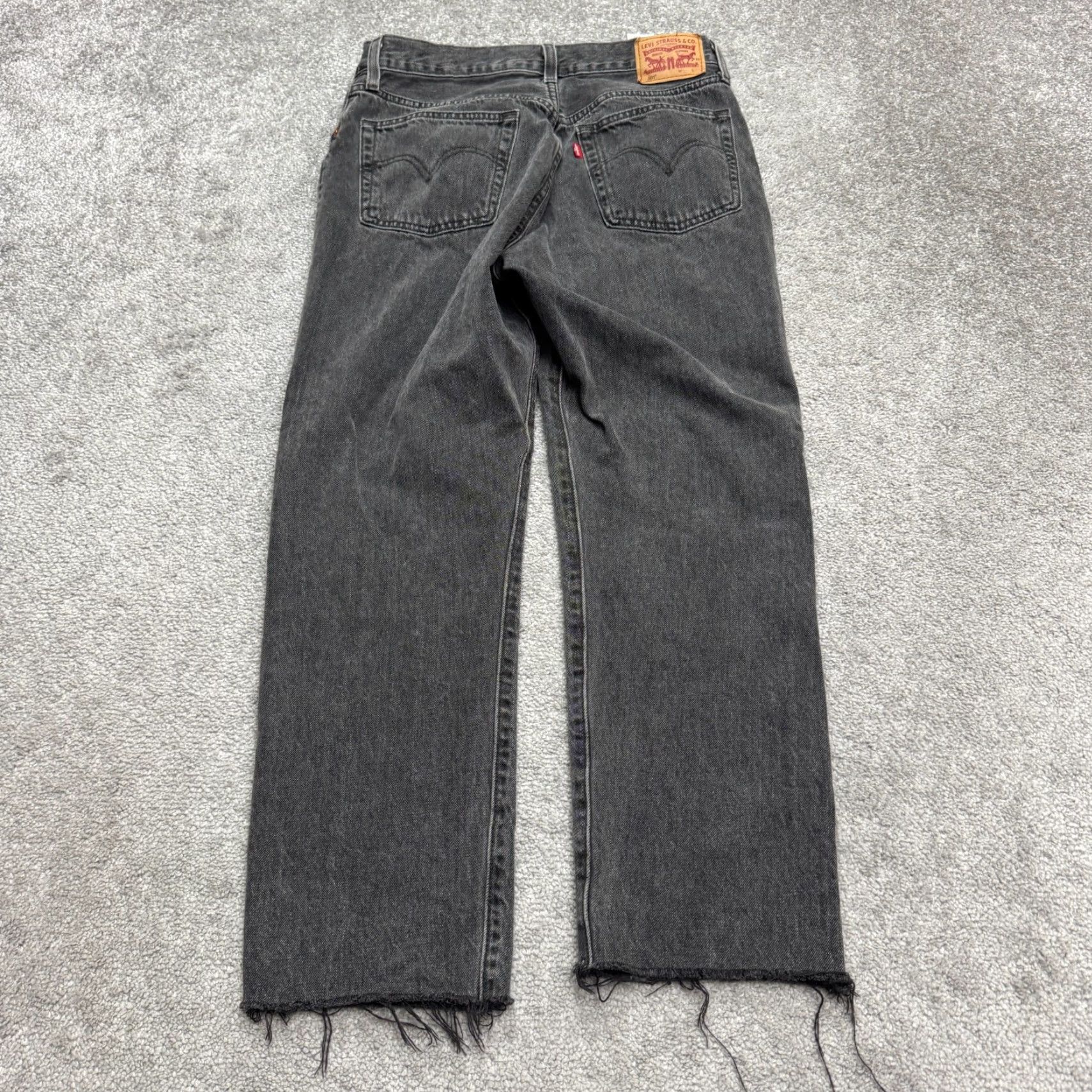 Levi's VINTAGE Levi's 501 Button Fly Denim Jeans Womens 31 Washed Black Straight Cotton Raw Hem Size 24" / US 00 / IT 34 - 2 Thumbnail