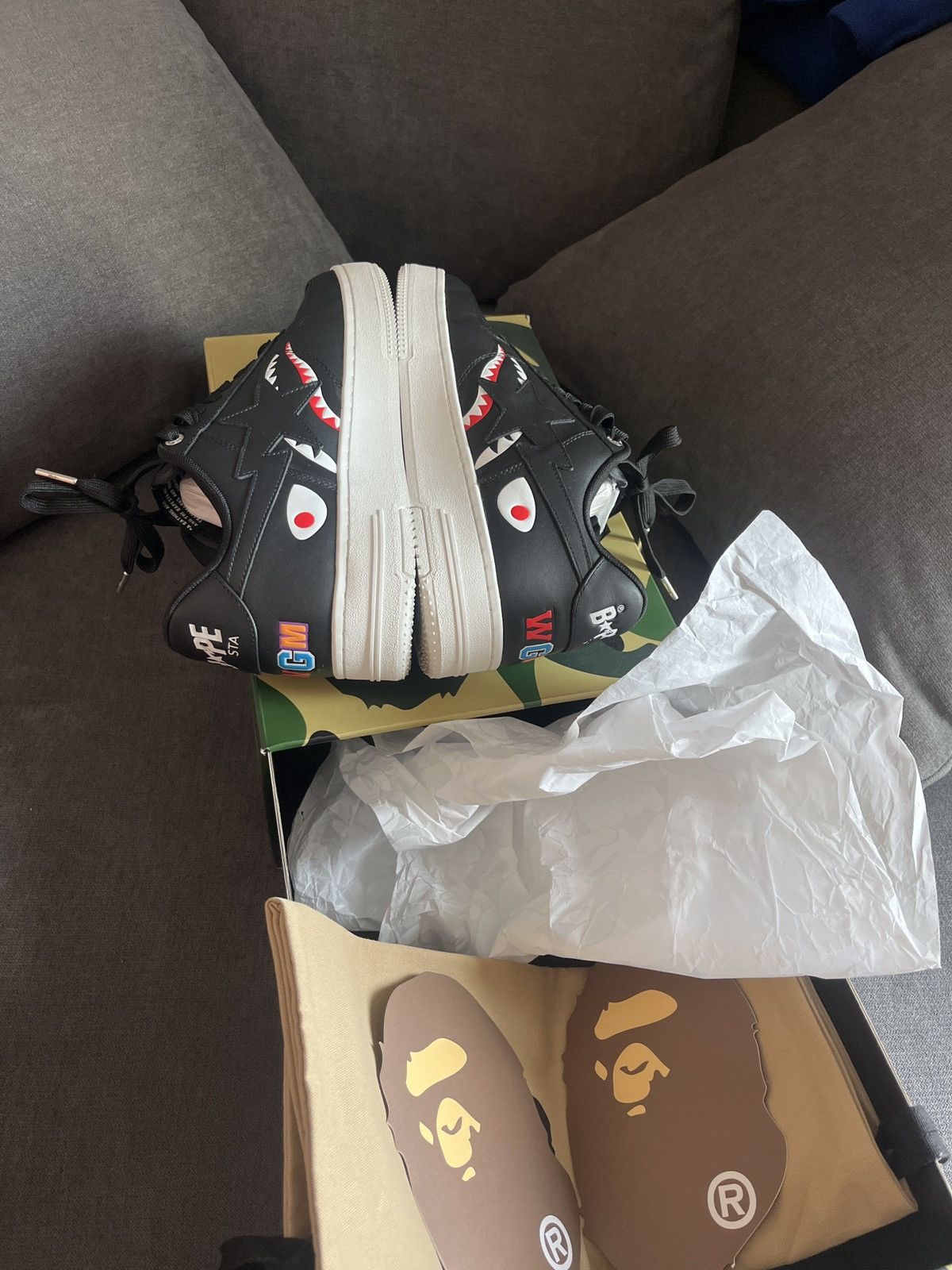 Bape BAPESTA SHARK “m2” BLACK Size US 9 / EU 42 - 1 Thumbnail