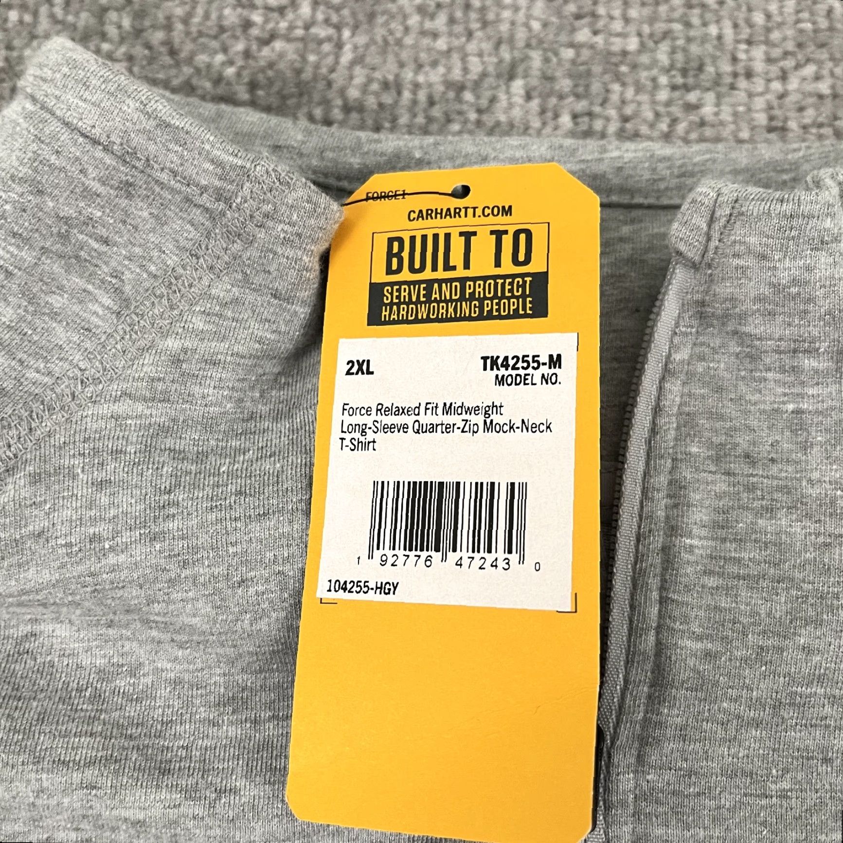 Carhartt Carhartt Force Men 2XL Gray Relaxed Midweight Quarter Zip Mock Neck T-Shirt Long Size US XXL / EU 58 / 5 - 2 Thumbnail