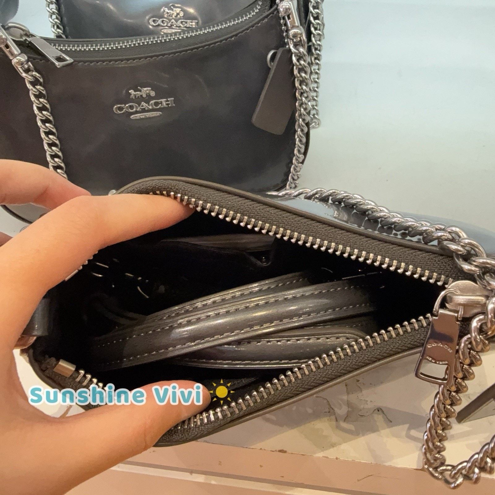 Coach NWT Coach Teri Mini Crossbody Bag CCE83 Silver METALLIC Size ONE SIZE - 7 Thumbnail