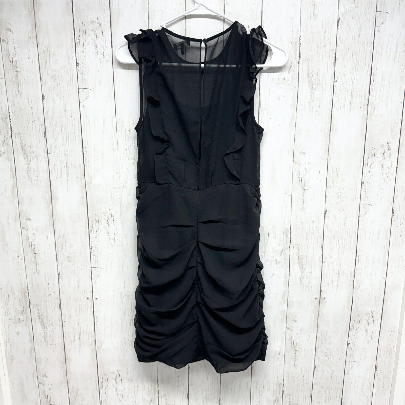 Express Express Dress Size Small Black Ruffled Mini Sleeveless Sheer Size S / US 4 / IT 40 - 4 Thumbnail