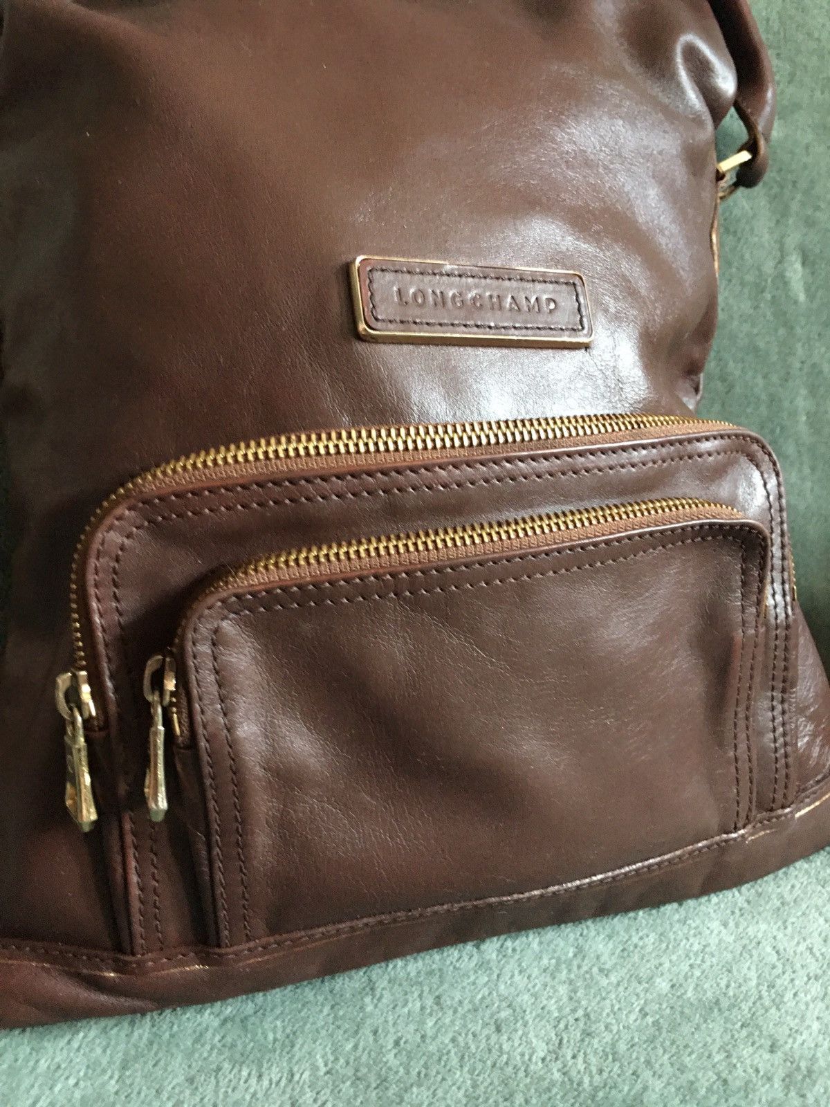 Longchamp Longchamp Brown Leather Vintage Handbag Hobo Bag Size ONE SIZE - 4 Thumbnail