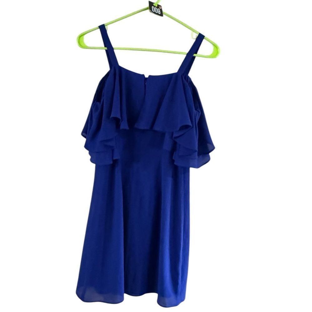 Other NWOT Eliza J Blue Off-Shoulder Ruffled Mini Dress Size XS / US 0-2 / IT 36-38 - 2 Thumbnail