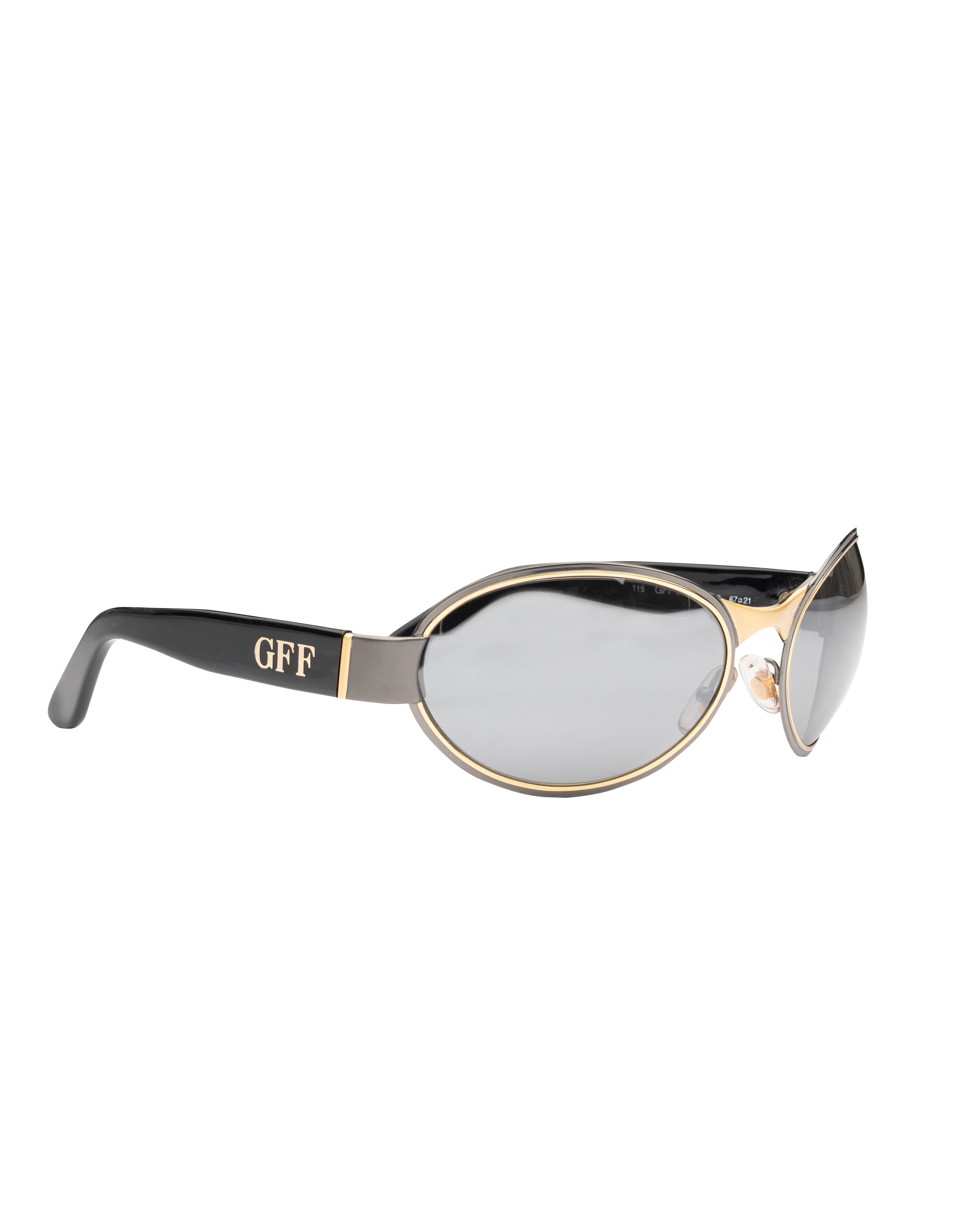 Gianfranco Ferre Gianfranco Ferre 90's Grey & Gold & Black Oval Sunglasses Size ONE SIZE - 3 Thumbnail