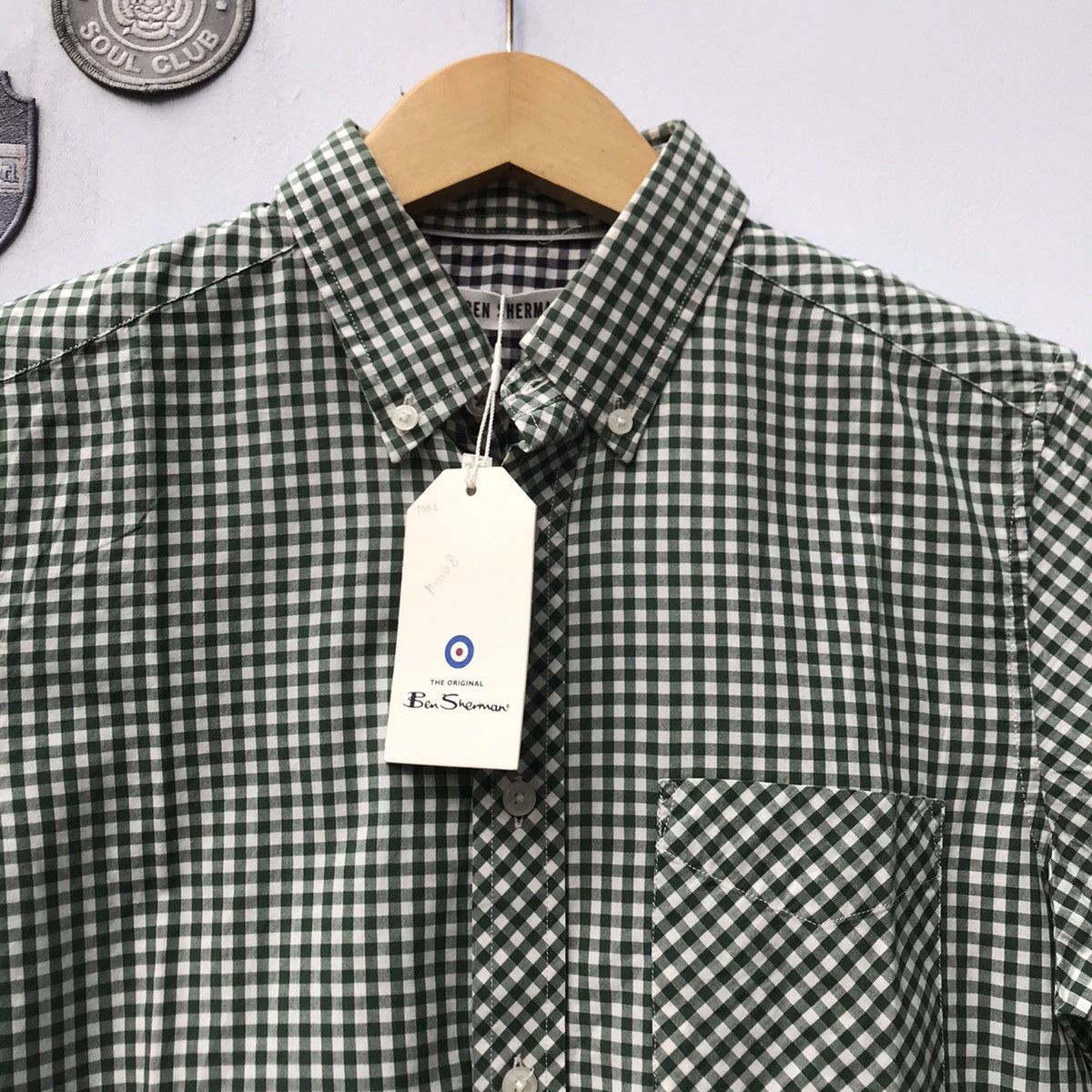 Ben Sherman × Vintage Ben Sherman Green Gingham Shirt Button Down Trimfit Short Size US S / EU 44-46 / 1 - 12 Thumbnail