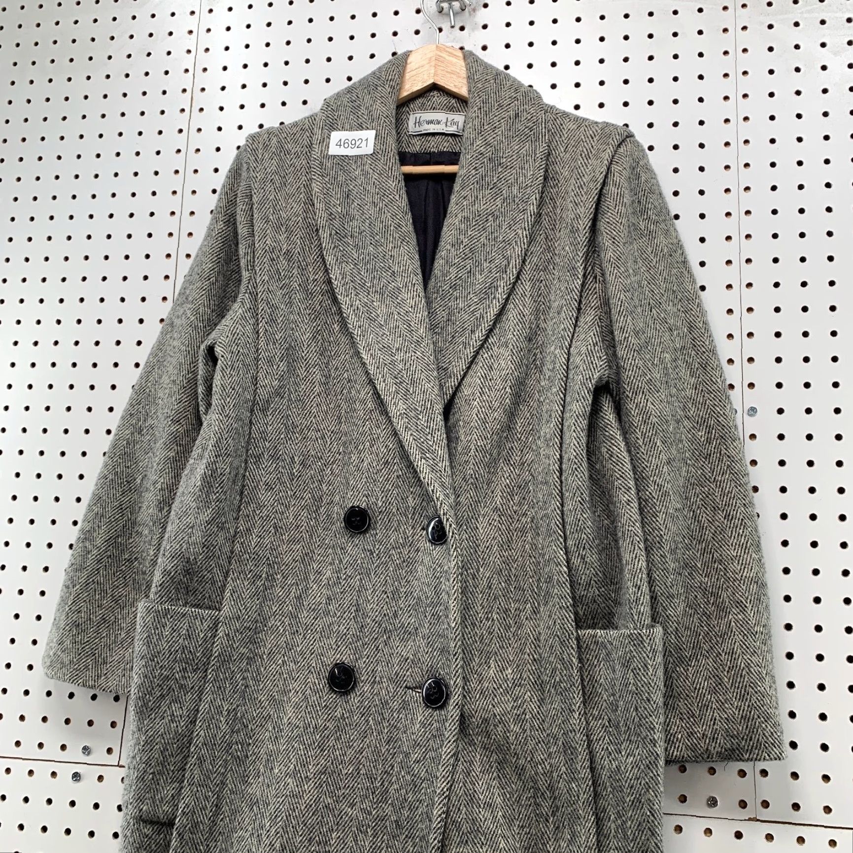 Vintage VINTAGE Herman Kay Wool Tweed Overcoat Womens 10 Herringbone Double Breasted USA Wool Tweed Overcoat Women 10 USA Grey Size XXS / US 00 / IT 34 - 4 Thumbnail