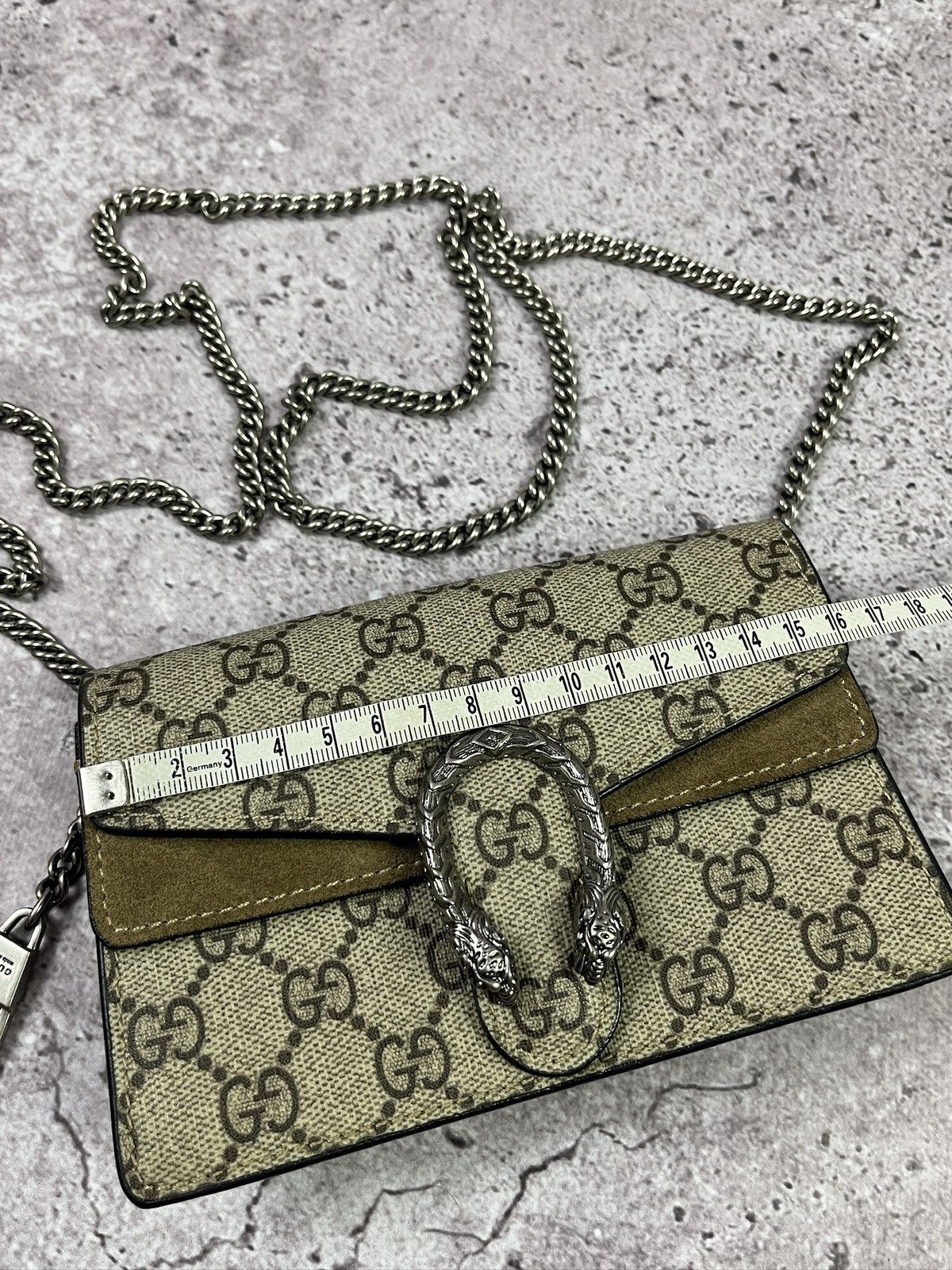 Gucci Gucci 🇮🇹 Dionysus Super Mini GG Supreme ChainBag Beige Suede Size ONE SIZE - 21 Thumbnail