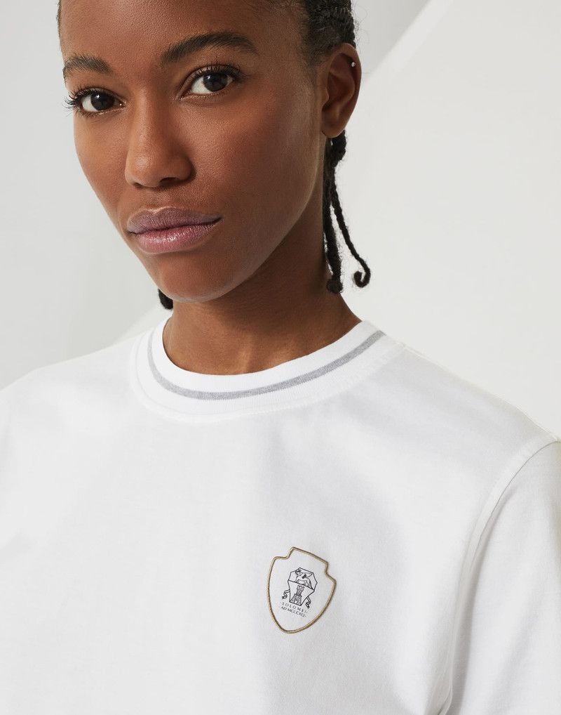 Brunello Cucinelli o1la1rc1a0326 Cotton Jersey T-Shirt in White Size L / US 10 / IT 46 - 3 Thumbnail