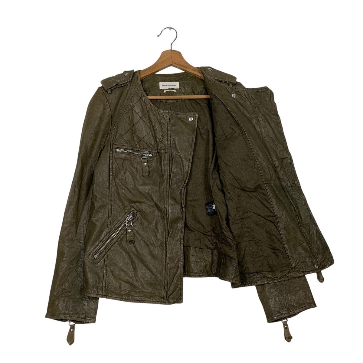 Isabel Marant Etoile Isabel Marant Etoile Olive Green Leather Jacket Size S / US 4 / IT 40 - 9 Thumbnail
