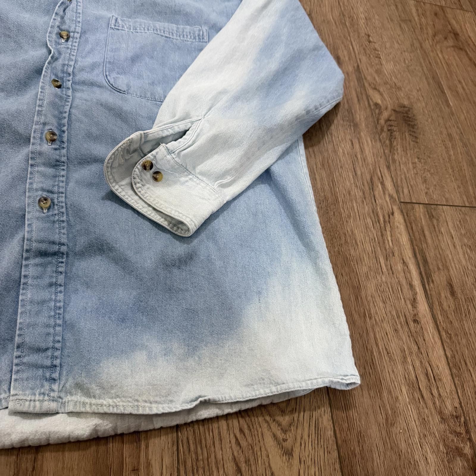 Faded Glory Vintage Faded Glory Denim Band Collar Button Shirt 90s Y2K Size US L / EU 52-54 / 3 - 4 Thumbnail