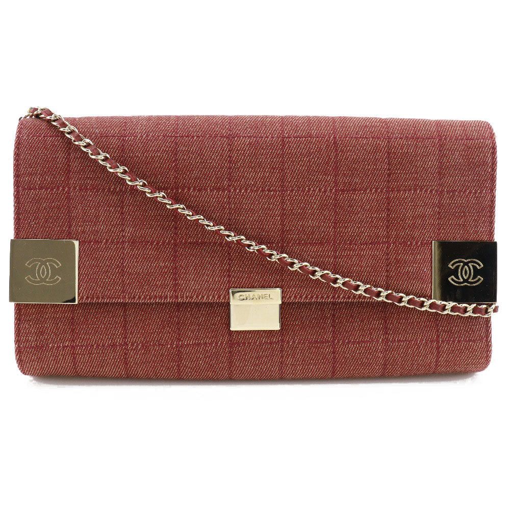 Chanel Chocolate Bar Red Canvas Shoulder Bag (Pre-Owned) Size ONE SIZE - 1 Thumbnail
