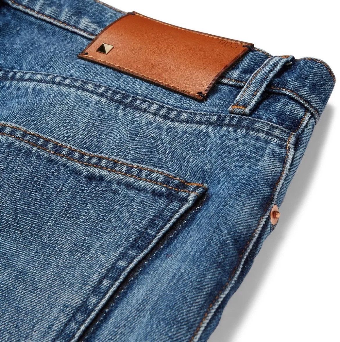 Valentino VALENTINO Slim-Fit Panelled Stretch-Denim Jeans - Blue Size US 33 - 3 Thumbnail