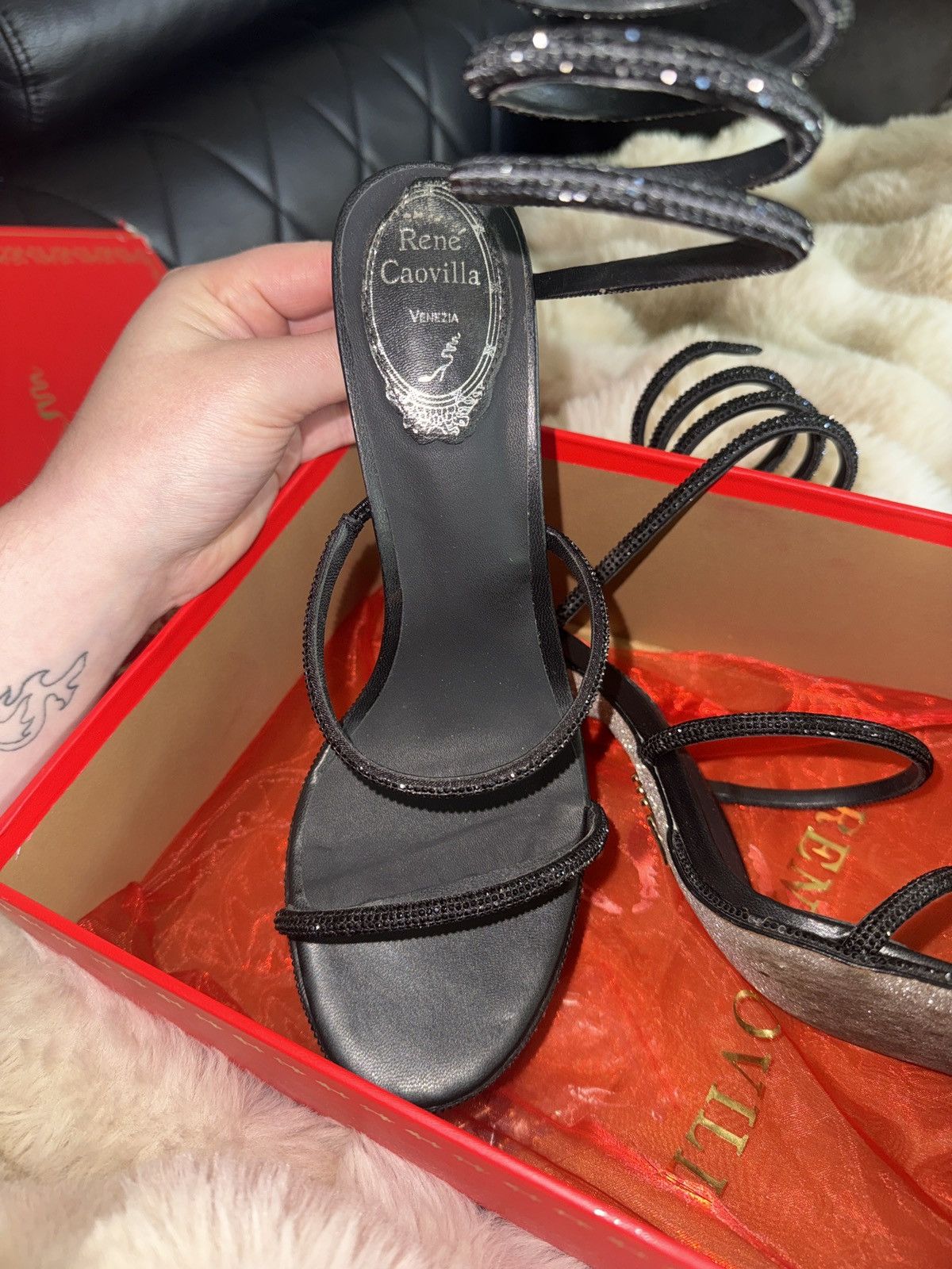 Rene Caovilla Black Rene Caovilla Heels Size US 8.5 / IT 38.5 - 3 Thumbnail