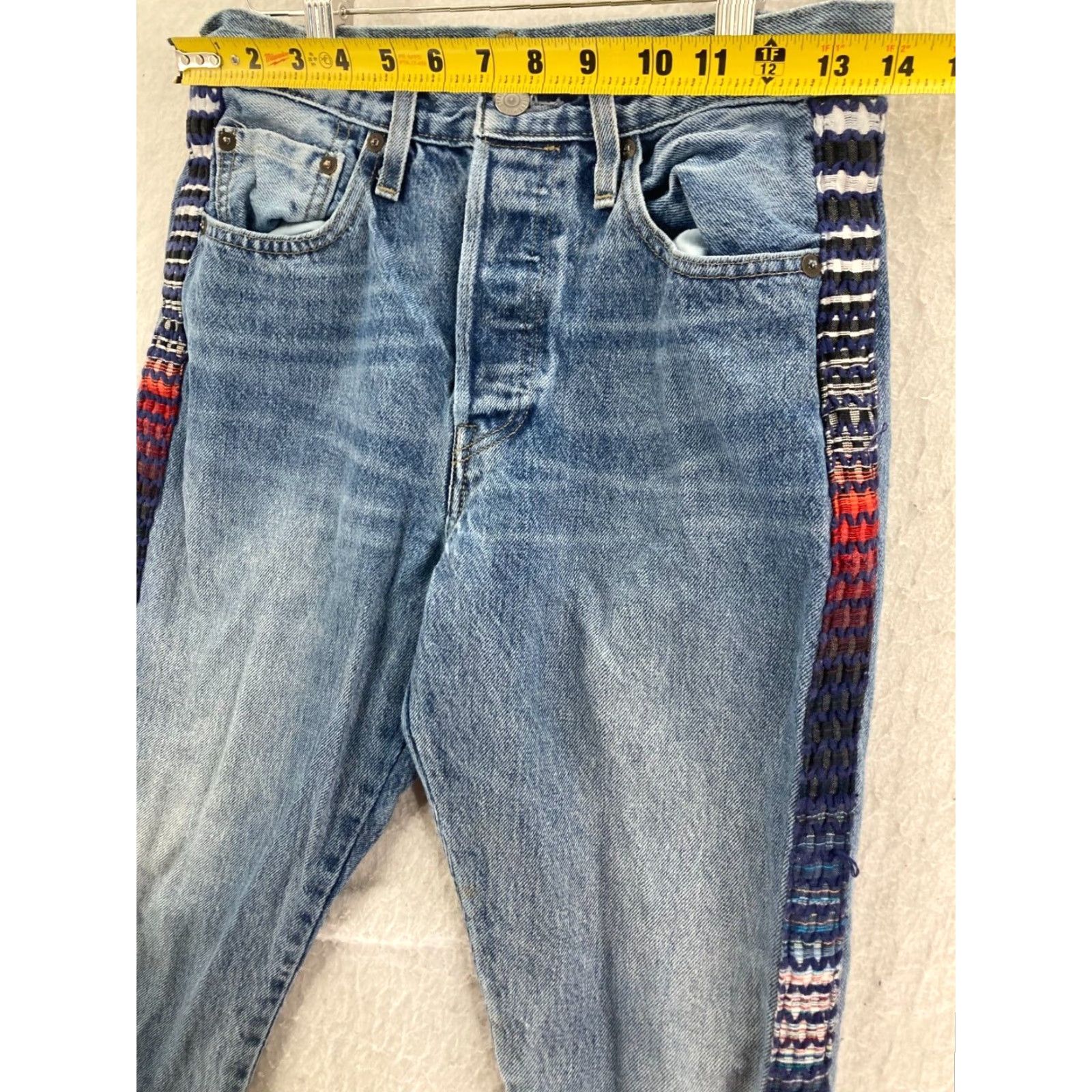 Levi's Levi's 501 Jeans Womens Skinny Button Fly Embroidered S 27/28 Blue Cotton Denim Regular Rise Mid Adult Women Jeans Size 27" / US 4 / IT 40 - 2 Thumbnail