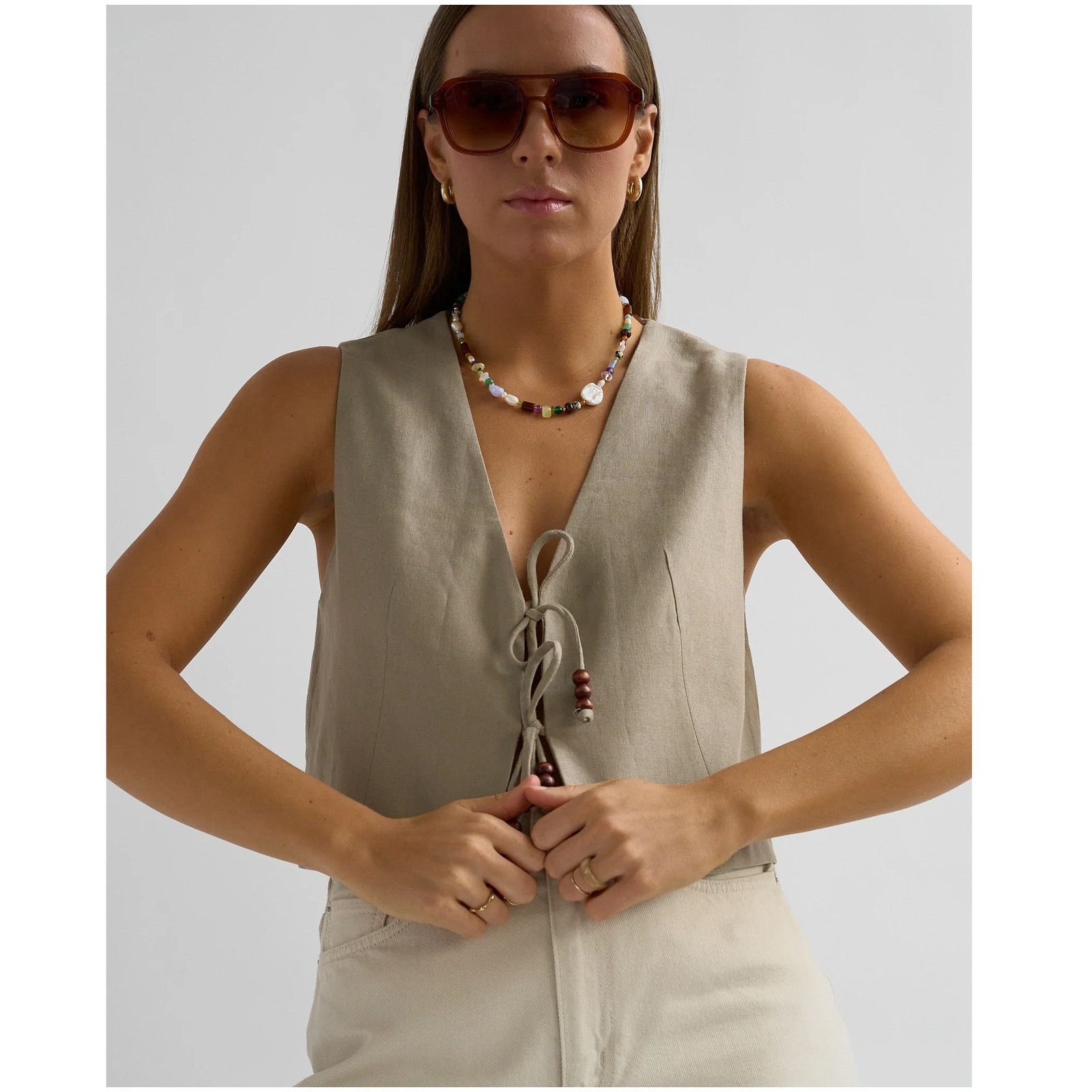 Zara ZARA Linen Tie-Front Vest NWT Size US L / EU 52-54 / 3 - 15 Thumbnail