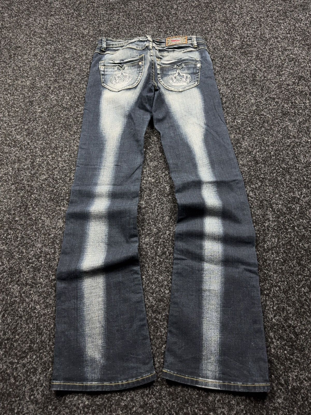 Hysteric Glamour Y2K Japanese LGB Punk Crown Embroidered Flared Denim Jeans Size 29" - 1 Thumbnail