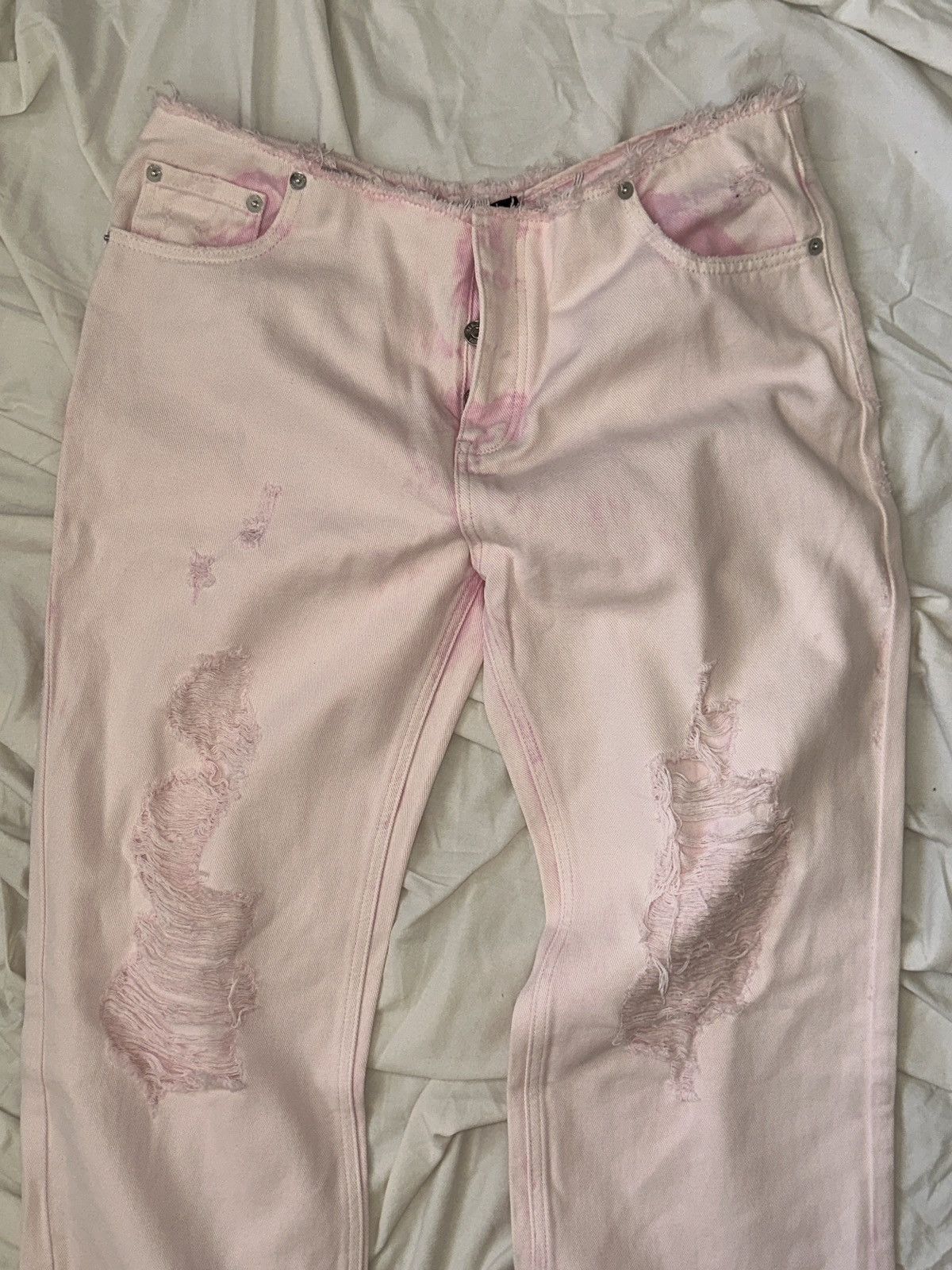 SER.O.YA Low Rise Distressed Slit Flair Jeans Size 34" / US 12 / IT 48 - 4 Thumbnail