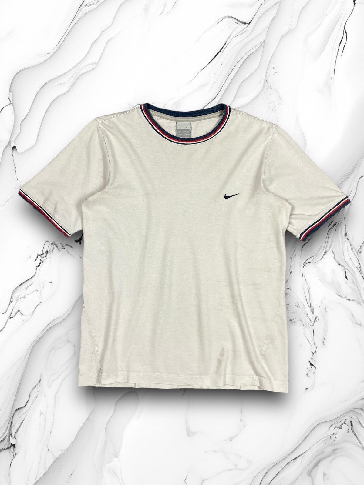 Nike × Vintage Vintage Nike Swoosh Y2K Drill Tee T Shirt Size S Size US S / EU 44-46 / 1 - 1 Thumbnail