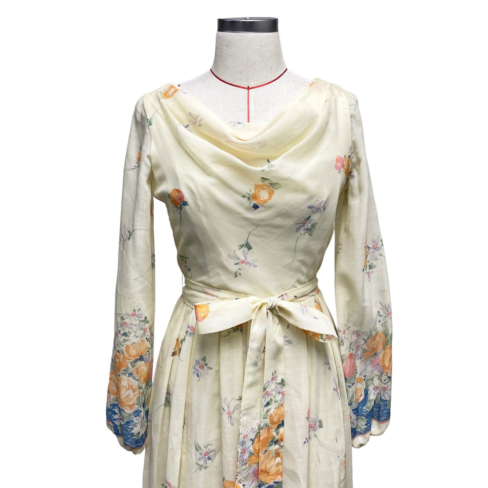 Vintage Vintage Miss Elliette Floral Draped Boat Neck Maxi Dress Size L / US 10 / IT 46 - 5 Thumbnail