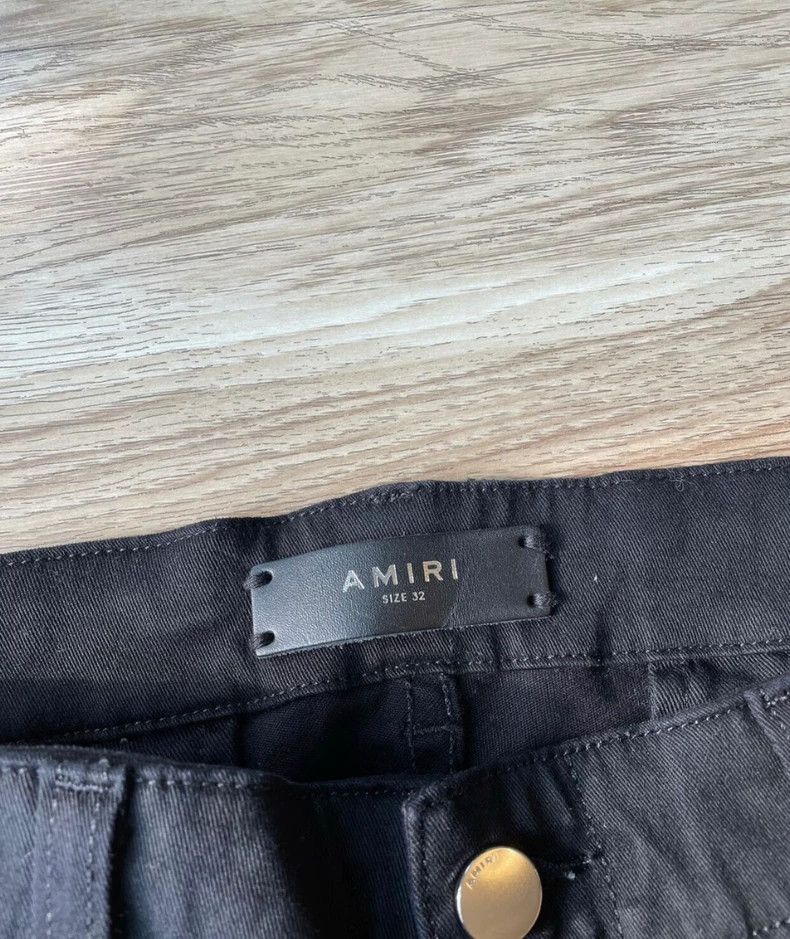 Amiri Amiri dark camouflage workwear black patched leather denim Size US 32 / EU 48 - 2 Thumbnail