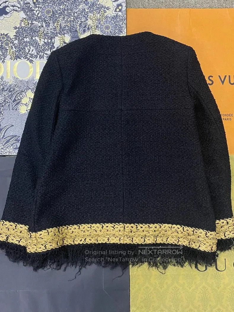Chanel Chanel Black Gold Fringe Detail Jacket. Size US M / EU 48-50 / 2 - 3 Thumbnail