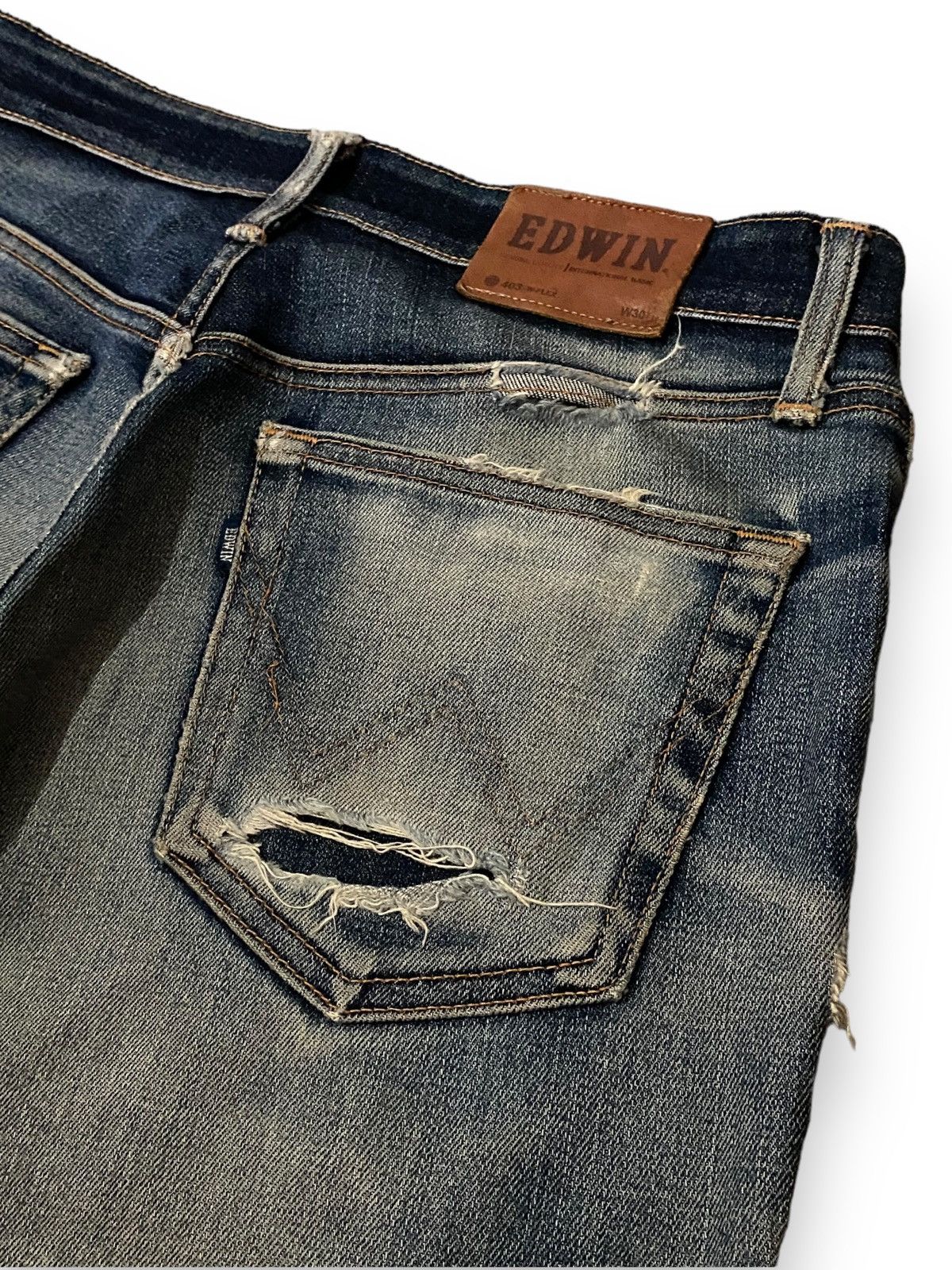 Vintage Edwin 403 W-Flex Dirty Washed Distress Straight Cut