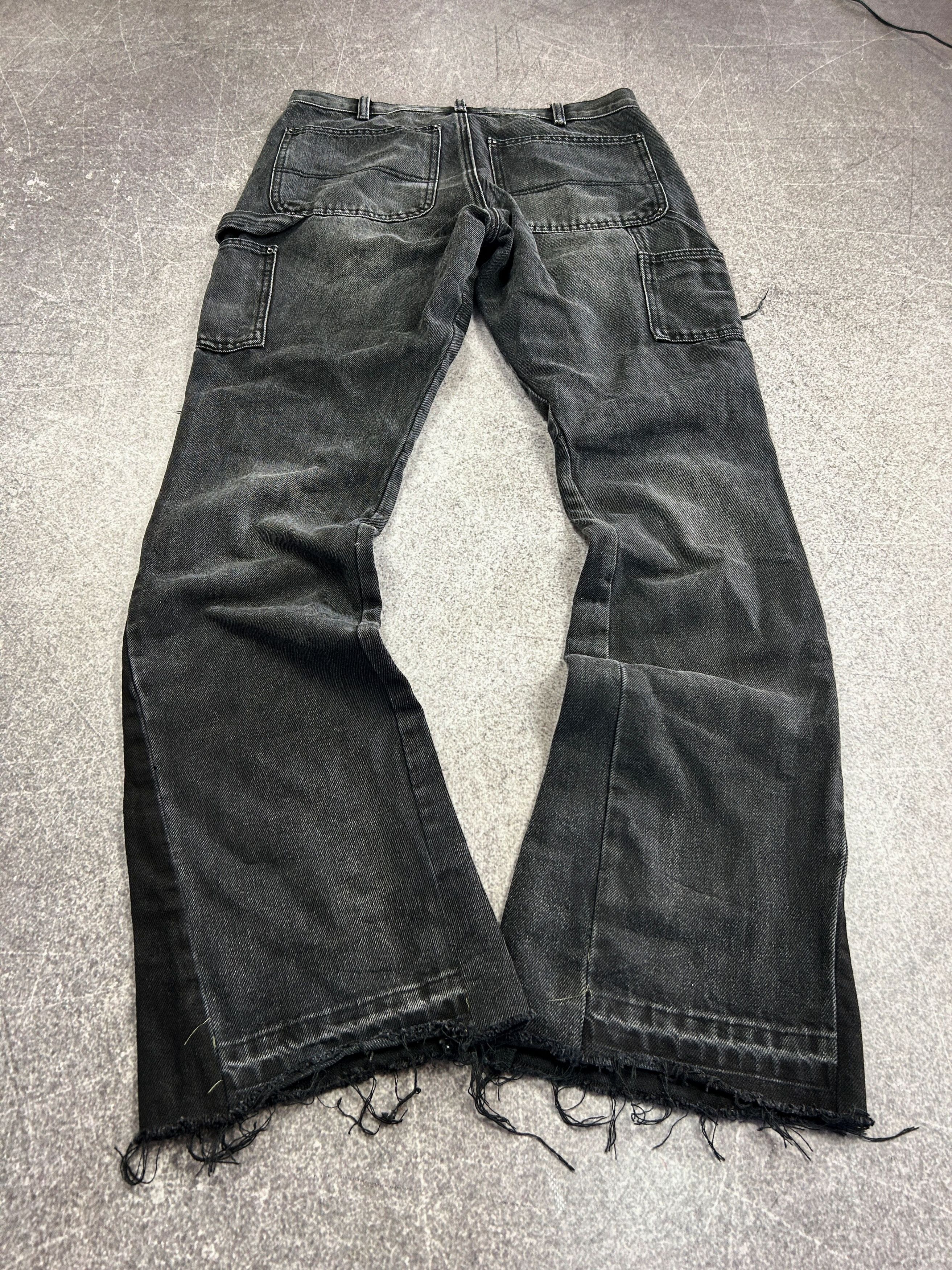 Japanese Brand Distressed Black Jeans Panel Flare Grunge Punk Y2K Archive Size US 32 / EU 48 - 2 Thumbnail