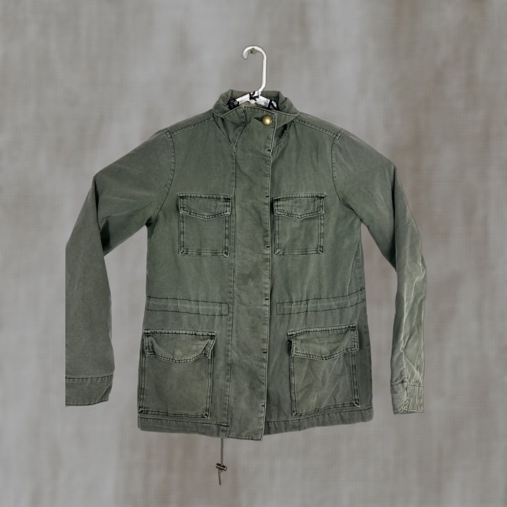 Vintage Ecote Women Field Jacket Military Green Itili Long Sleeve Cotton Button Down S Jacket Womens Army Style Pockets Size S / US 4 / IT 40 - 1 Thumbnail