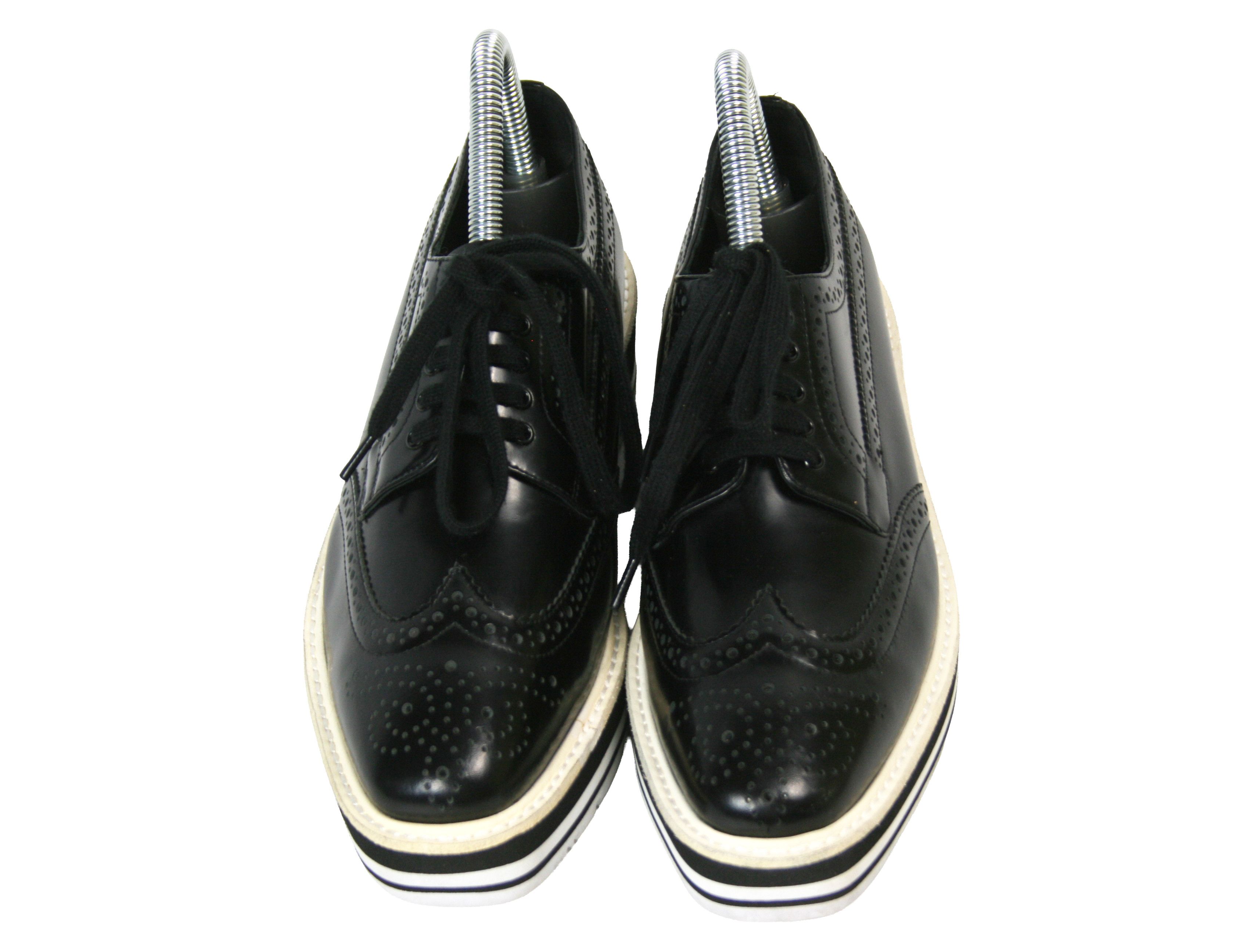 Prada Wingtip Brogue Platform Patent Leather Derby Size US 7 / IT 37 - 8 Thumbnail