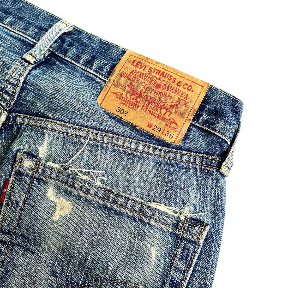 Levi's × Levi's Vintage Clothing × Vintage Crazy Vintage Levis 502 BigE Redline Selvedge Distress Jeans Size US 29 - 6 Thumbnail